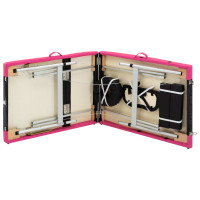 Produktbild för Hopfällbar massagebänk 3 sektioner aluminium svart och rosa