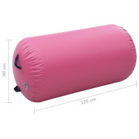 Produktbild för Uppblåsbar gymnastikrulle med pump 120x90 cm PVC rosa