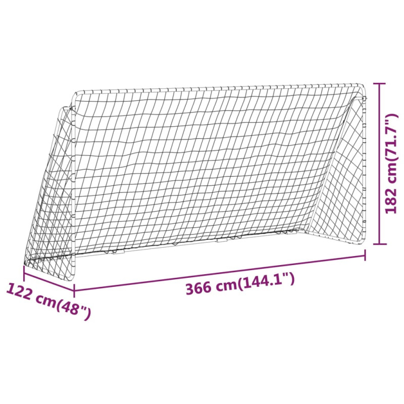Produktbild för Fotbollsmål med nät vit 366x122x182 cm stål
