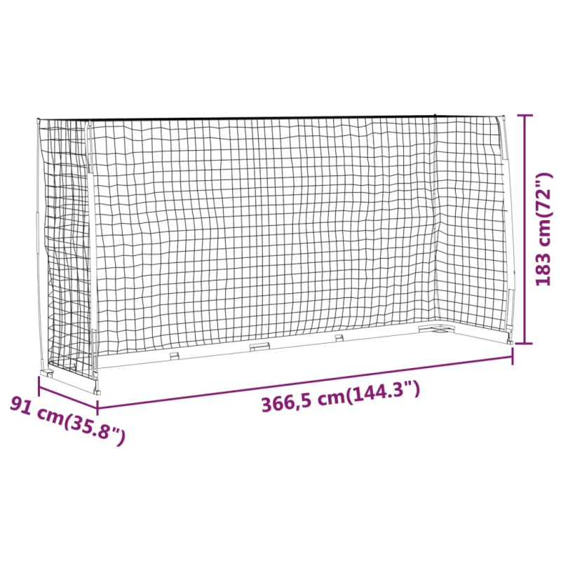 Produktbild för Fotbollsmål 366,5x91x183 cm stål