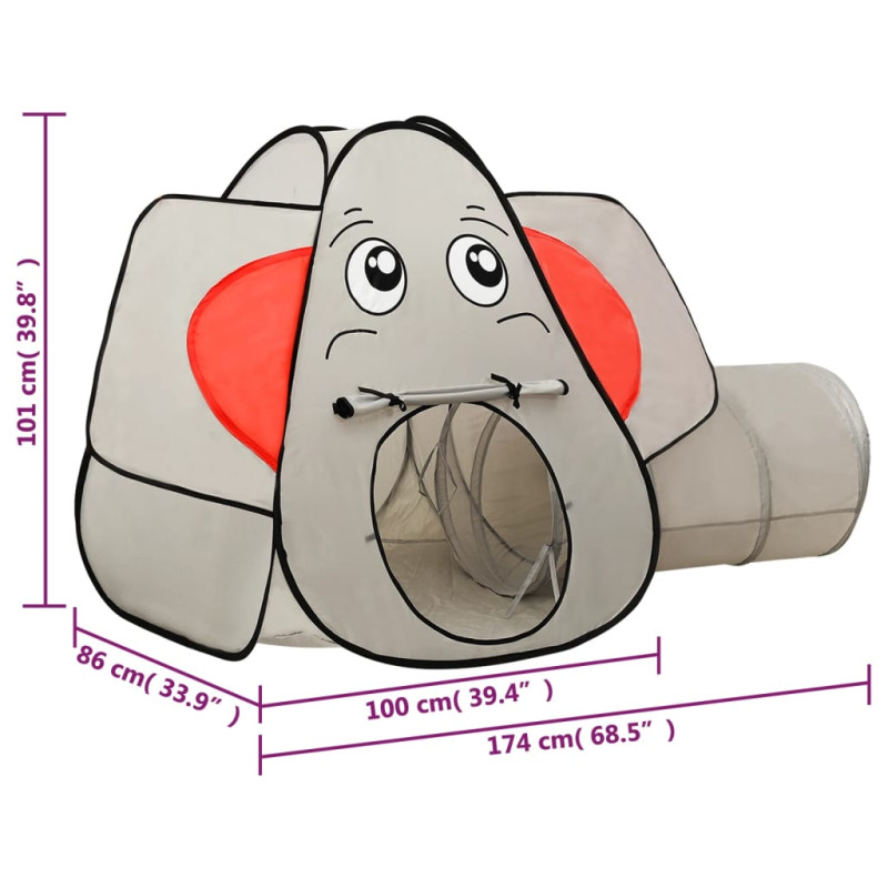 Produktbild för Lektält elefant grå 174x86x101 cm