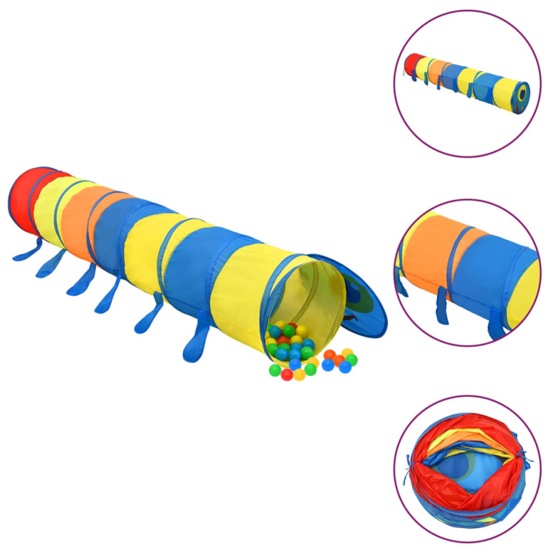 Produktbild för Lektunnel med 250 bollar flerfärgad 245 cm polyester