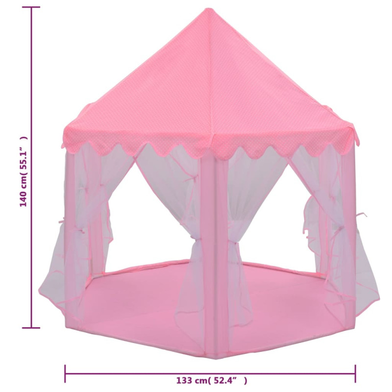 Produktbild för Prinsesstält med 250 bollar rosa 133x140 cm