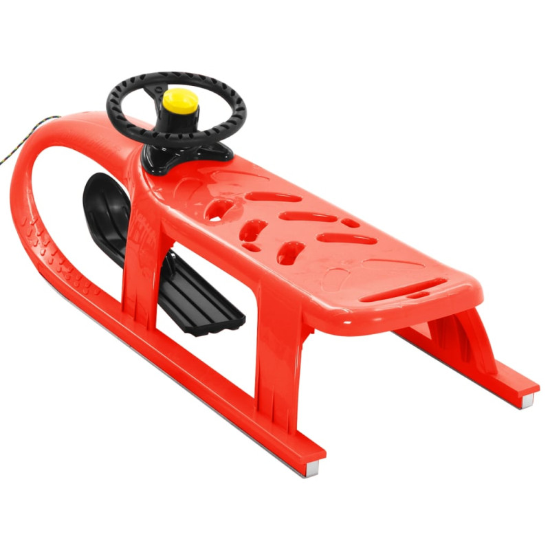 Produktbild för Släde med ratt röd 102,5x40x23 cm polypropylen