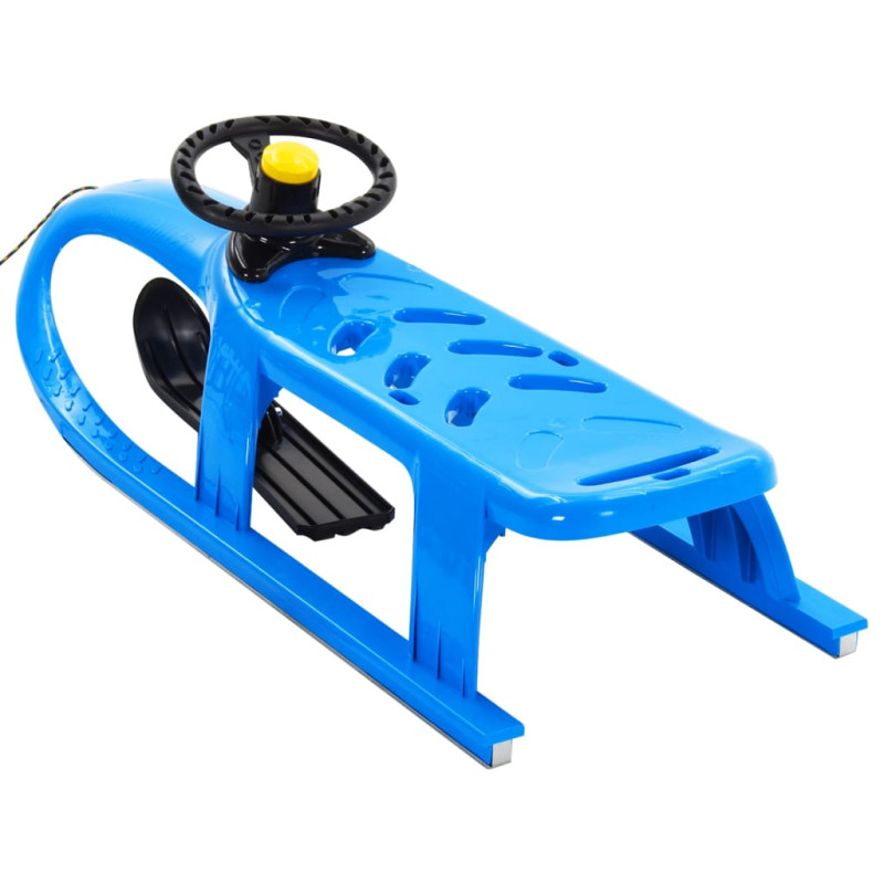 Produktbild för Släde med ratt blå 102,5x40x23 cm polypropylen