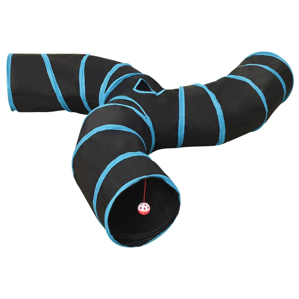 Produktbild för 3-vägs kattunnel svart och blå 25 cm polyester