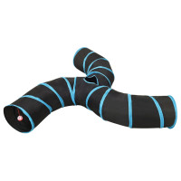 Produktbild för 3-vägs kattunnel svart och blå 25 cm polyester