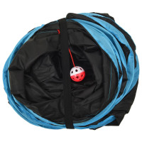 Produktbild för 4-vägs kattunnel svart och blå 25 cm polyester
