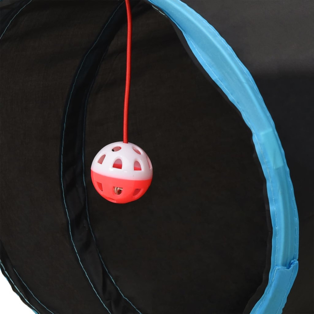 Produktbild för 4-vägs kattunnel svart och blå 25 cm polyester
