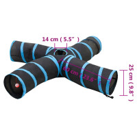 Produktbild för 4-vägs kattunnel svart och blå 25 cm polyester