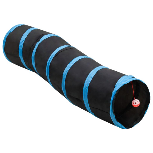 vidaXL S-formad kattunnel svart och blå 122 cm polyester