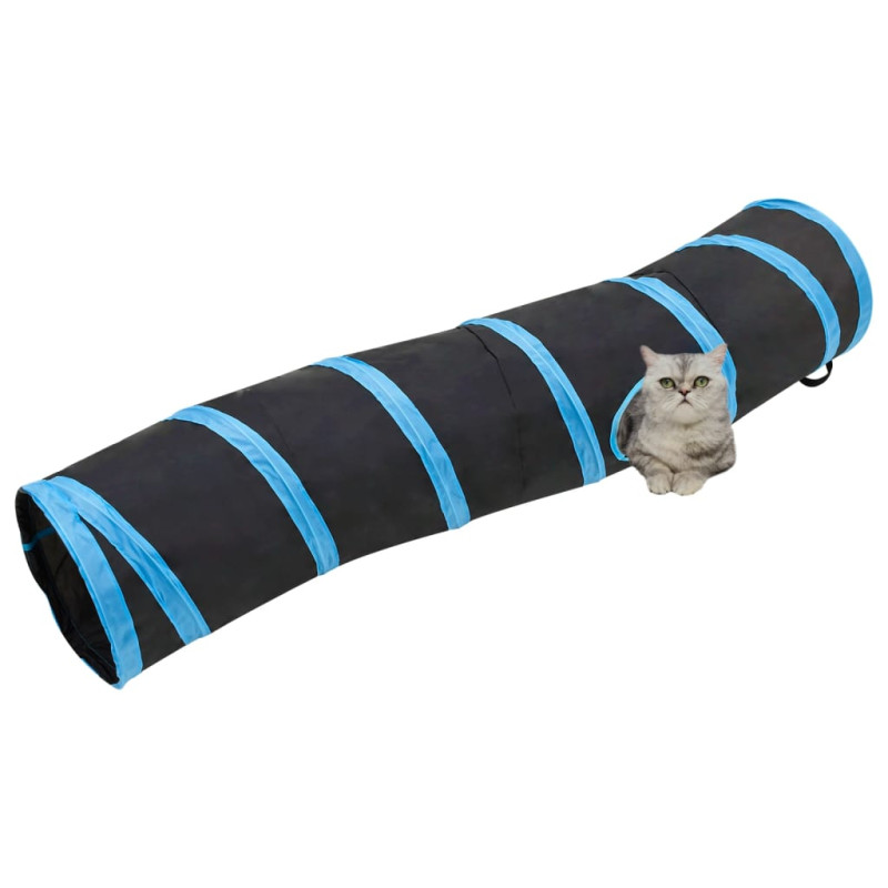 Produktbild för S-formad kattunnel svart och blå 122 cm polyester
