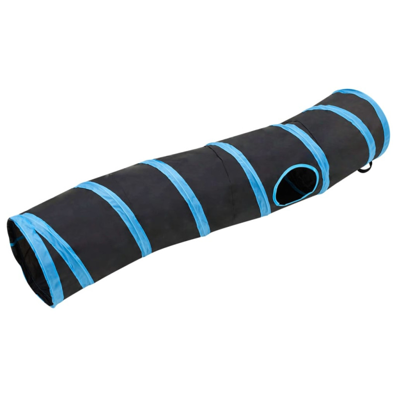 Produktbild för S-formad kattunnel svart och blå 122 cm polyester