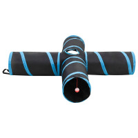 Produktbild för 4-vägs kattunnel svart och blå 132 cm polyester