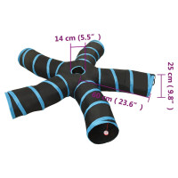 Produktbild för 5-vägs kattunnel svart och blå 25 cm polyester