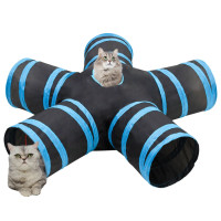 Miniatyr av produktbild för 5-vägs kattunnel svart och blå 25 cm polyester