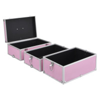 Produktbild för Sminklåda 37x24x40 cm rosa aluminium