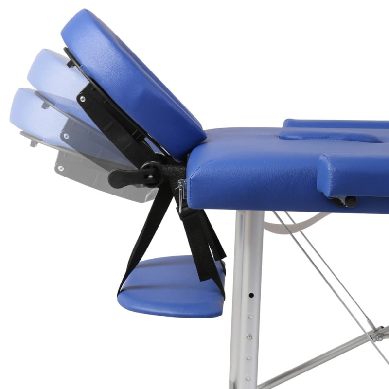 Produktbild för Hopfällbar massagebänk med 2 sektioner aluminium blå