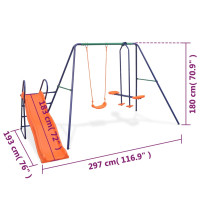 Produktbild för Gungställning med rutschkana och 3 sitsar orange