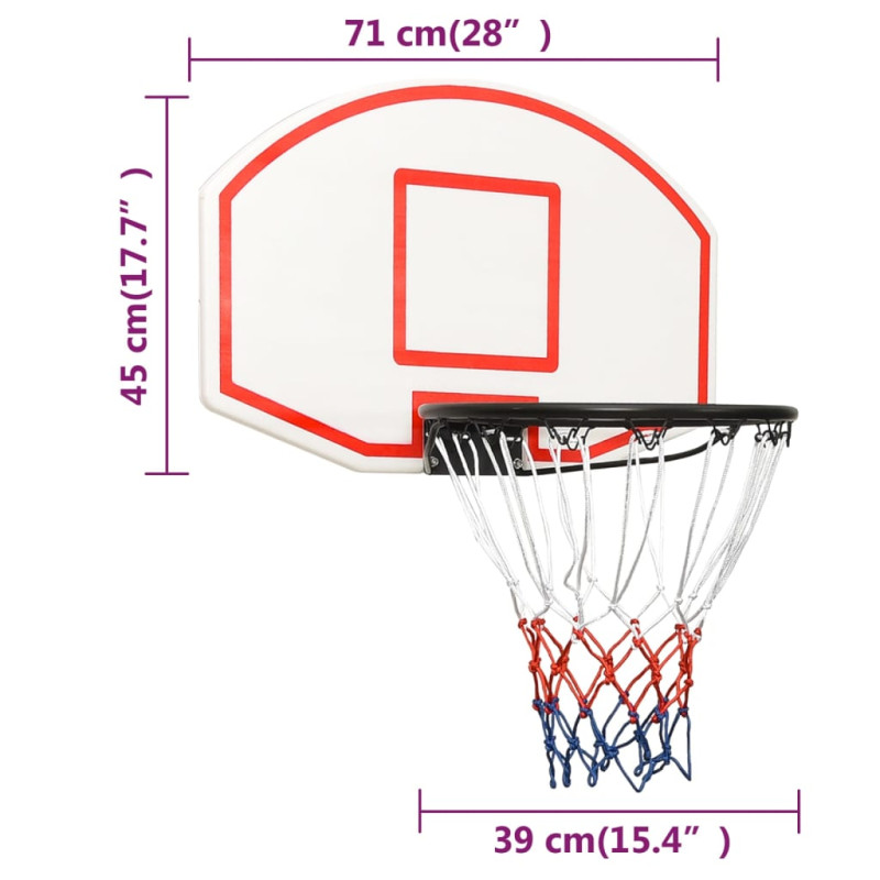 Produktbild för Basketplatta vit 71x45x2 cm polyeten