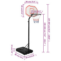 Produktbild för Basketkorg med stativ vit 237-307 cm polyeten