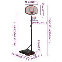Miniatyr av produktbild för Basketkorg med stativ svart 216-250 cm polyeten