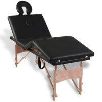 Miniatyr av produktbild för Hopfällbar massagebänk med 4 sektioner träram svart