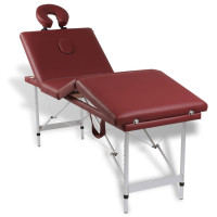 Produktbild för Röd hopfällbar 4-sektions massagebänk med aluminium ram