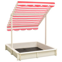 Produktbild för Sandlåda med justerbart tak granträ vit och röd UV50