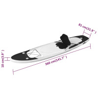 Produktbild för Upplåsbar SUP-bräda set svart 360x81x10 cm