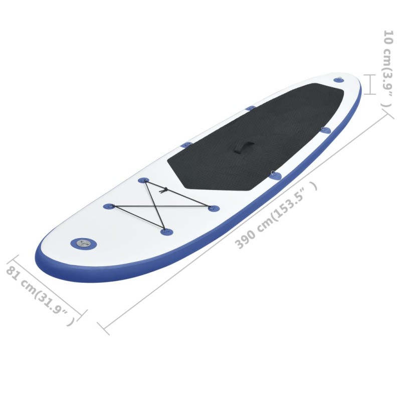 Produktbild för SUP surfingbräda uppblåsbar blå och vit