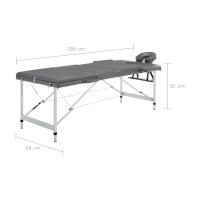 Produktbild för Massagebänk med 3 zoner aluminiumram antracit 186x68 cm