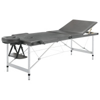 Produktbild för Massagebänk med 3 zoner aluminiumram antracit 186x68 cm