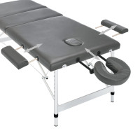 Produktbild för Massagebänk med 3 zoner aluminiumram antracit 186x68 cm