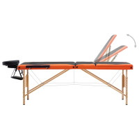 Miniatyr av produktbild för Hopfällbar massagebänk 3 sektioner trä svart och orange
