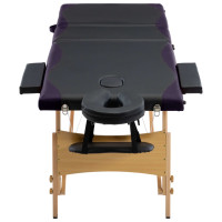 Miniatyr av produktbild för Hopfällbar massagebänk 3 sektioner trä svart och lila