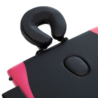 Miniatyr av produktbild för Hopfällbar massagebänk 3 sektioner trä svart och rosa