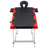 Miniatyr av produktbild för Hopfällbar massagebänk 2 sektioner aluminium svart och röd