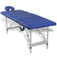 Produktbild för Hopfällbar massagebänk med 4 sektioner aluminium blå