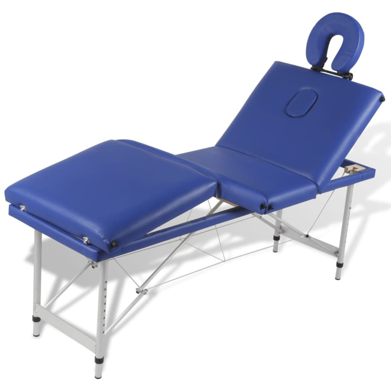 Produktbild för Hopfällbar massagebänk med 4 sektioner aluminium blå