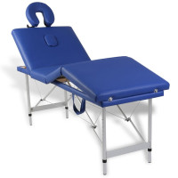 Miniatyr av produktbild för Hopfällbar massagebänk med 4 sektioner aluminium blå