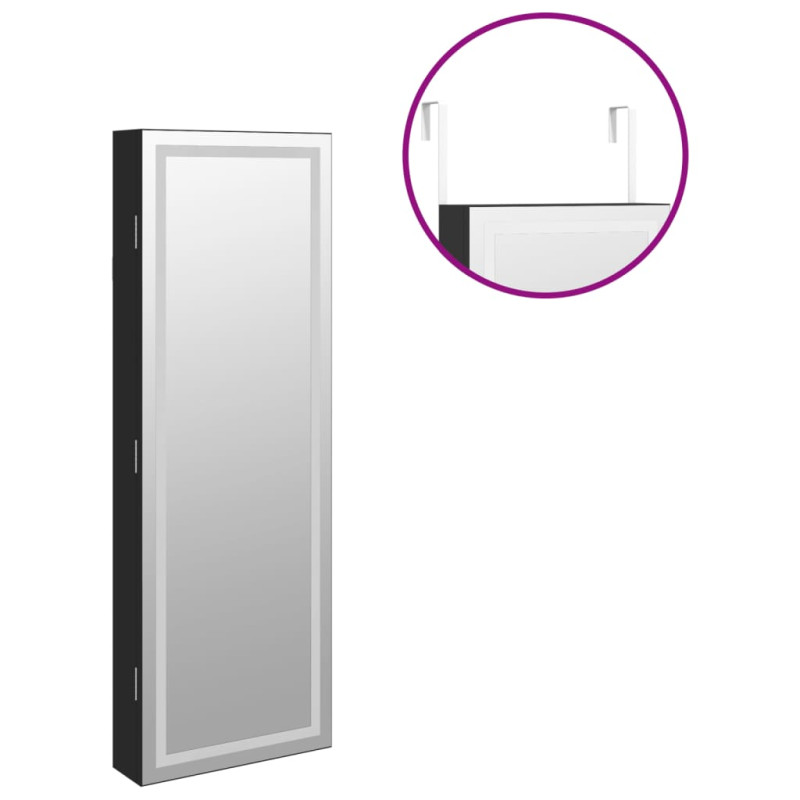 Produktbild för Spegelskåp med LED-lampor väggmonterat svart
