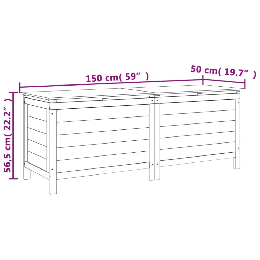 Produktbild för Dynbox antracit 150x50x56,5 cm massivt granträ
