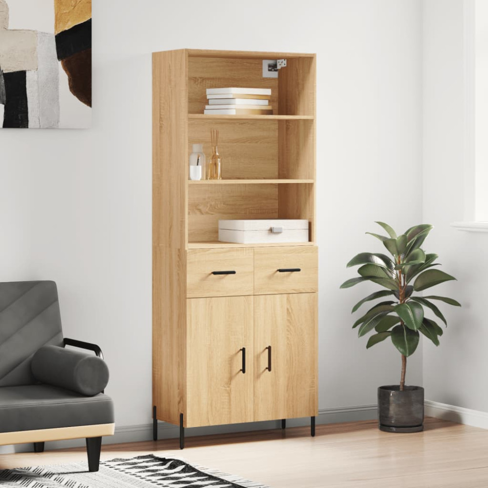 Produktbild för Högskåp sonoma-ek 69,5x34x180 cm konstruerat trä