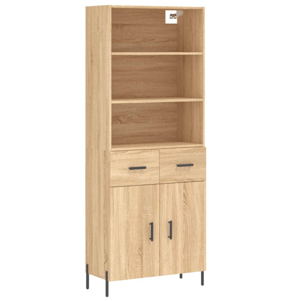 Produktbild för Högskåp sonoma-ek 69,5x34x180 cm konstruerat trä