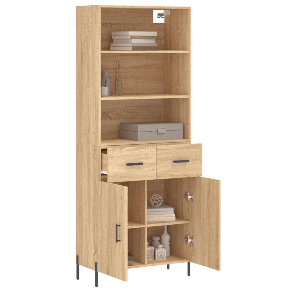 Produktbild för Högskåp sonoma-ek 69,5x34x180 cm konstruerat trä