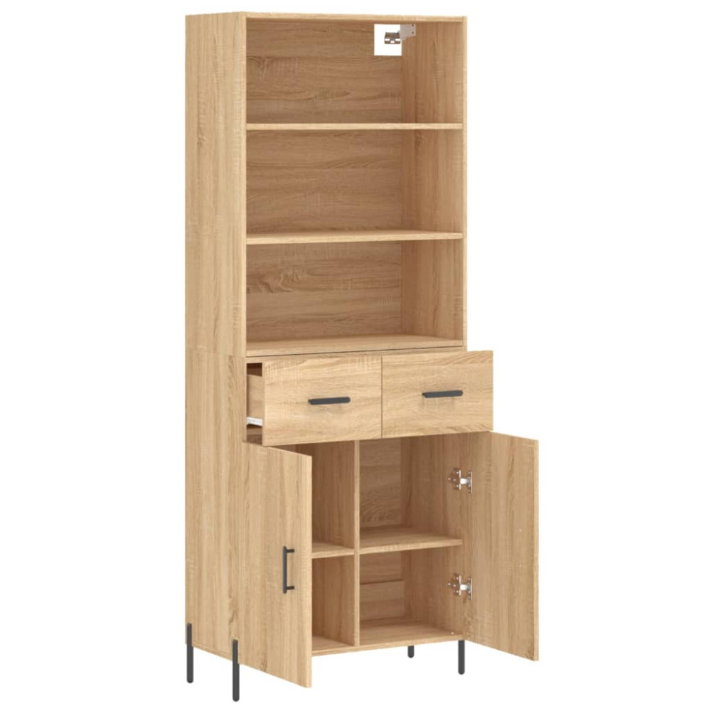 Produktbild för Högskåp sonoma-ek 69,5x34x180 cm konstruerat trä
