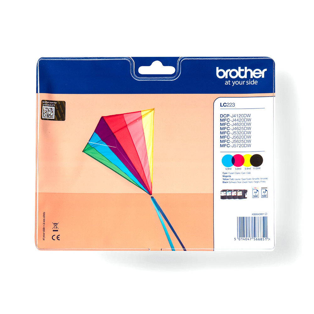 Produktbild för Brother LC223VALBPDR bläckpatroner 4 styck Original Svart, Cyan, Magenta, Gul