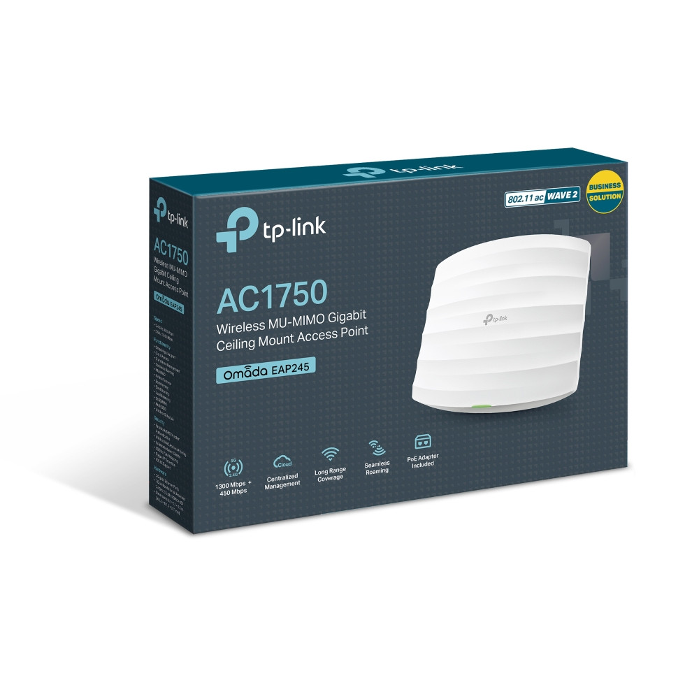 Produktbild för TP-Link EAP245 access-punkter för trådlösa nätverk 1300 Mbit/s Vit Strömförsörjning via Ethernet (PoE) stöd