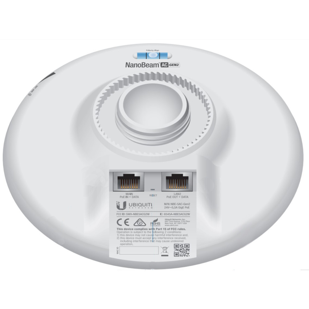 Produktbild för Ubiquiti NanoBeam 5AC Gen 2 Nätverksbrygga 450 Mbit/s Vit